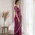 Burgundy color elegant space silk fabric rich looks embroidered saree