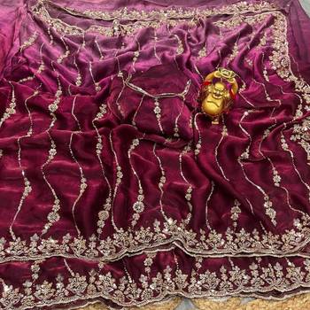 Burgundy color elegant space silk fabric rich looks embroidered saree 5