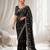 Black color elegant space silk fabric rich looks embroidered saree