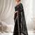 Black color elegant space silk fabric rich looks embroidered saree