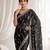 Black color elegant space silk fabric rich looks embroidered saree
