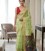 Green color smart and rich looks cotton silk traditional saree