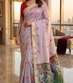 Lavender color smart and rich looks cotton silk traditional saree