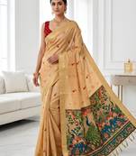 Orange color smart and rich looks cotton silk traditional saree