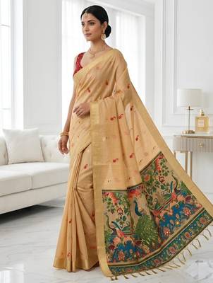 Orange color smart and rich looks cotton silk traditional saree 2