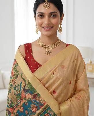 Orange color smart and rich looks cotton silk traditional saree 3