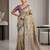 Beige color cotton silk fabric woven designer ethnic festive saree