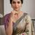 Beige color cotton silk fabric woven designer ethnic festive saree