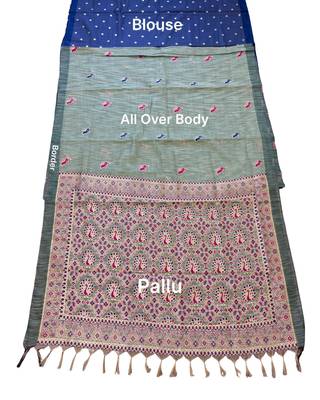 Green color cotton silk fabric woven designer ethnic festive saree 5