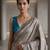 Silver grey color cotton silk fabric woven designer ethnic festive saree