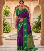 Magenta color beautiful woven designer soft silk rich looks saree