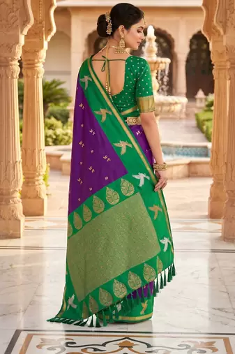 Magenta color beautiful woven designer soft silk rich looks saree