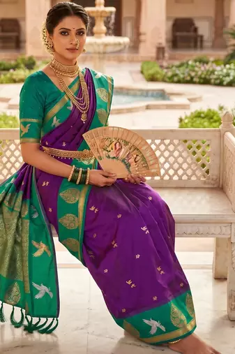 Magenta color beautiful woven designer soft silk rich looks saree