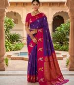 Purple color beautiful woven designer soft silk rich looks saree