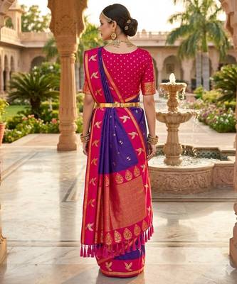 Purple color beautiful woven designer soft silk rich looks saree 2