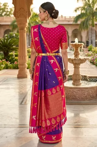 Purple color beautiful woven designer soft silk rich looks saree