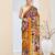 Beautiful silk blended orange color elegant ready to wear printed saree