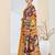 Beautiful silk blended orange color elegant ready to wear printed saree