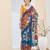 Beautiful silk blended blue color elegant ready to wear printed saree