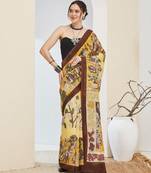 Beautiful silk blended brown color elegant ready to wear printed saree