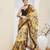 Beautiful silk blended brown color elegant ready to wear printed saree