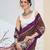 Beautiful silk blended purple color elegant ready to wear printed saree