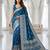 Blue color lichi silk fabric woven silver jari designer saree