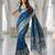 Blue color lichi silk fabric woven silver jari designer saree