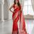 Red color lichi silk fabric woven silver jari designer saree