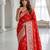 Red color lichi silk fabric woven silver jari designer saree