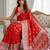 Red color lichi silk fabric woven silver jari designer saree