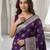 Violet color lichi silk fabric woven silver jari designer saree