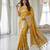 Yellow color lichi silk fabric woven silver jari designer saree