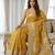 Yellow color lichi silk fabric woven silver jari designer saree