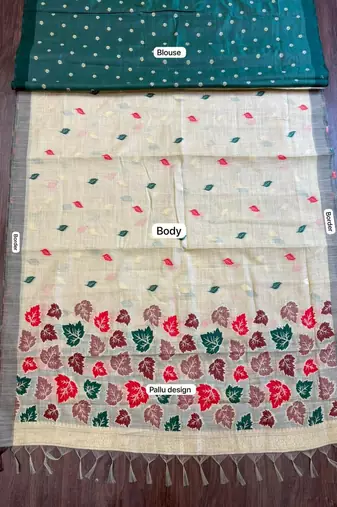 Beige color linen fabric woven designer ethnic partywear saree