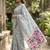 Grey color linen fabric woven designer ethnic partywear saree