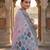 Lavender color linen fabric woven designer ethnic partywear saree