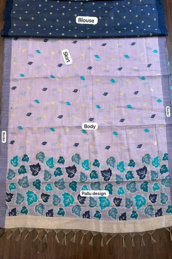 Lavender color linen fabric woven designer ethnic partywear saree