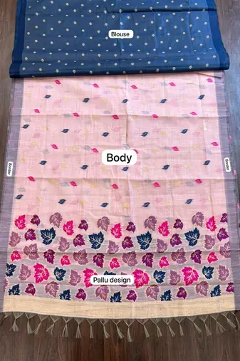 Pink color linen fabric woven designer ethnic partywear saree