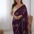 Purple color beautiful vichitra silk fabric smart floral embroidered saree