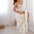 Off white color beautiful vichitra silk fabric smart floral embroidered saree