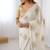 Off white color beautiful vichitra silk fabric smart floral embroidered saree