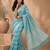 Aqua blue color georgette fabric designer woven partywear ethnic saree