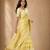 Yellow color georgette fabric designer woven partywear ethnic saree