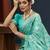 Aqua blue color georgette fabric designer woven partywear ethnic saree