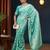 Aqua blue color georgette fabric designer woven partywear ethnic saree