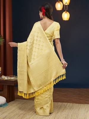 Yellow color georgette fabric designer woven partywear ethnic saree 2