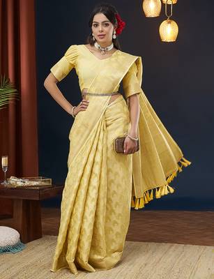 Yellow color georgette fabric designer woven partywear ethnic saree 4