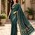 Teal blue color georgette fabric designer woven partywear ethnic saree