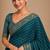 Petrol color smart chiffon designer wevon jacquard designer partywear saree